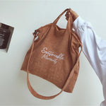 'Sustainable Moment' Corduroy Tote Bag